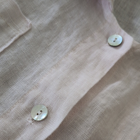 INIZIO Italy ONZ I Pink Linen Lagenlook Swirl-Hem Mixed Media Tunic Top, L - Picture 11 of 13